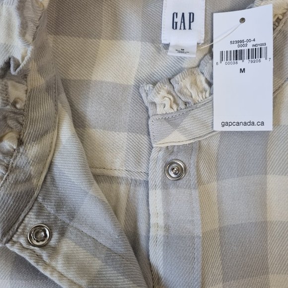 NWT - Gap Square Plaid Ruffle Collar/Cuff Shirt Size M - Picture 7 of 12